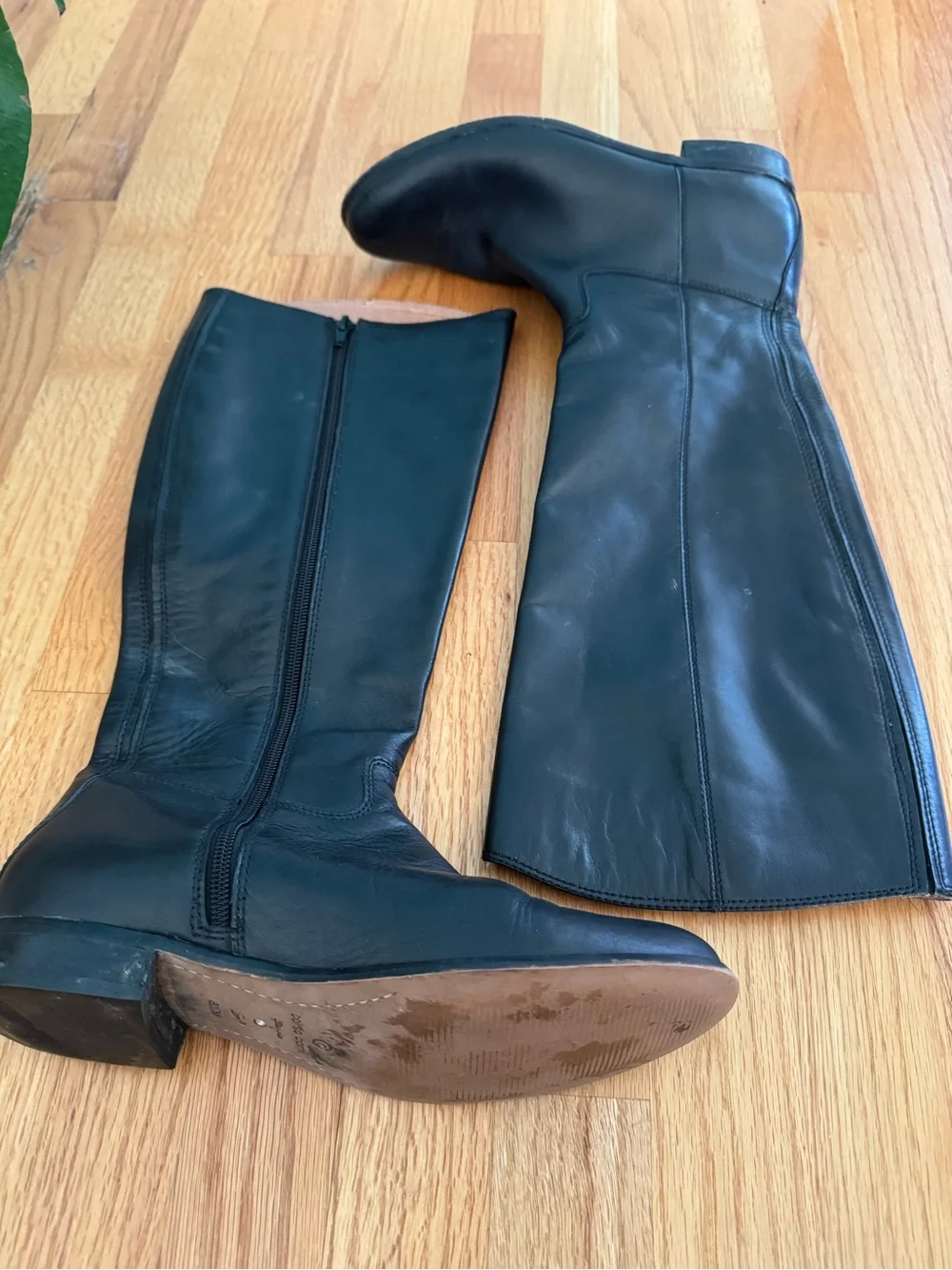 Corso Como Tall Black Leather Zip-Side Knee Boots